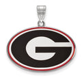 Sterling Silver Rhodium-plated LogoArt University of Georgia Letter G Large Enameled Pendant