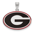 Sterling Silver Rhodium-plated LogoArt University of Georgia Letter G Large Enameled Pendant