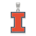 Sterling Silver Rhodium-plated LogoArt University of Illinois Letter I Large Enameled Pendant