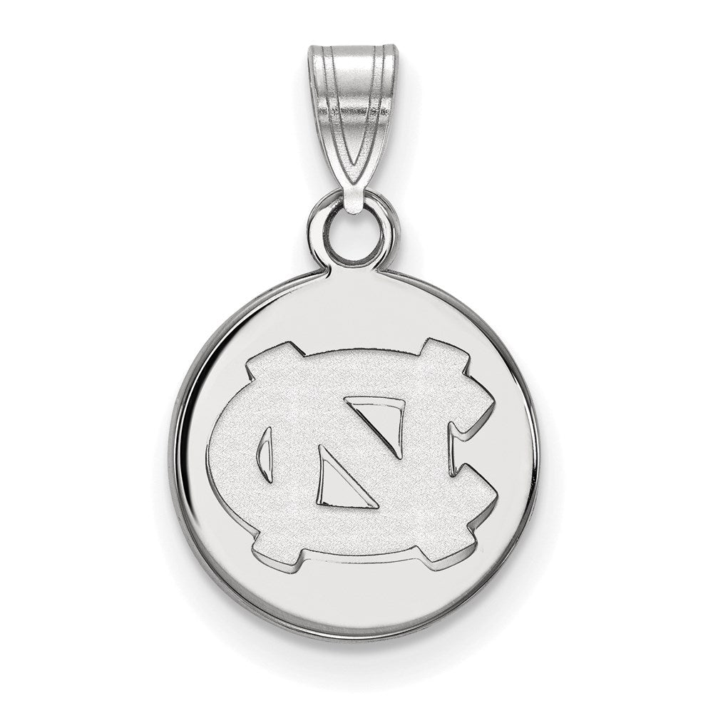 14k White Gold LogoArt University of North Carolina N-C Small Disc Pendant