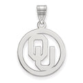 Sterling Silver Rhodium-plated LogoArt University of Oklahoma O-U Medium Circle Pendant