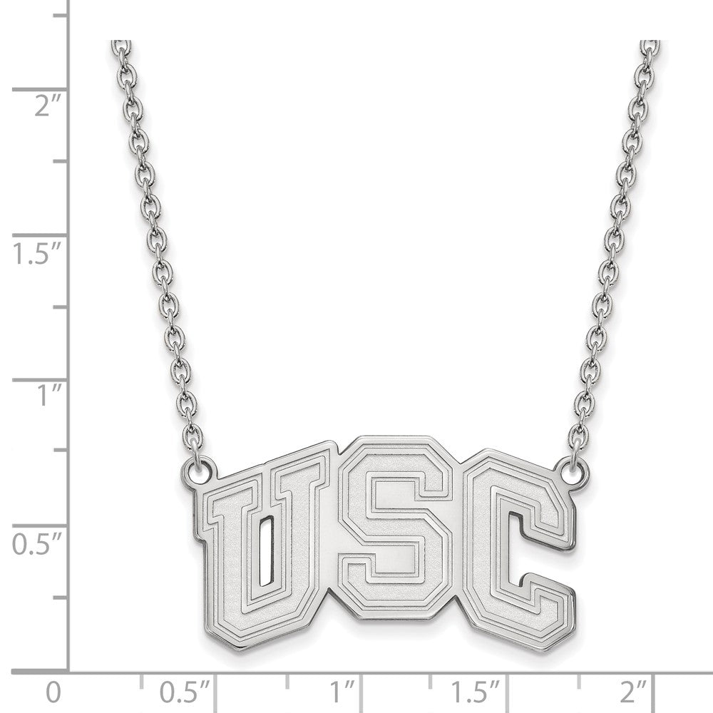 Sterling Silver Rhodium-plated University of Southern California U-S-C Large Pendant 18 inch Necklace