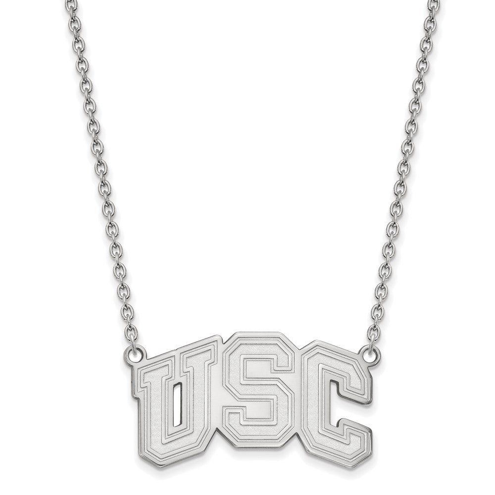 Sterling Silver Rhodium-plated University of Southern California U-S-C Large Pendant 18 inch Necklace