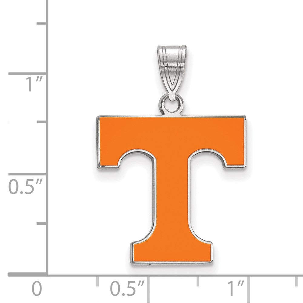 Sterling Silver Rhodium-plated LogoArt University of Tennessee Letter T Large Enameled Pendant
