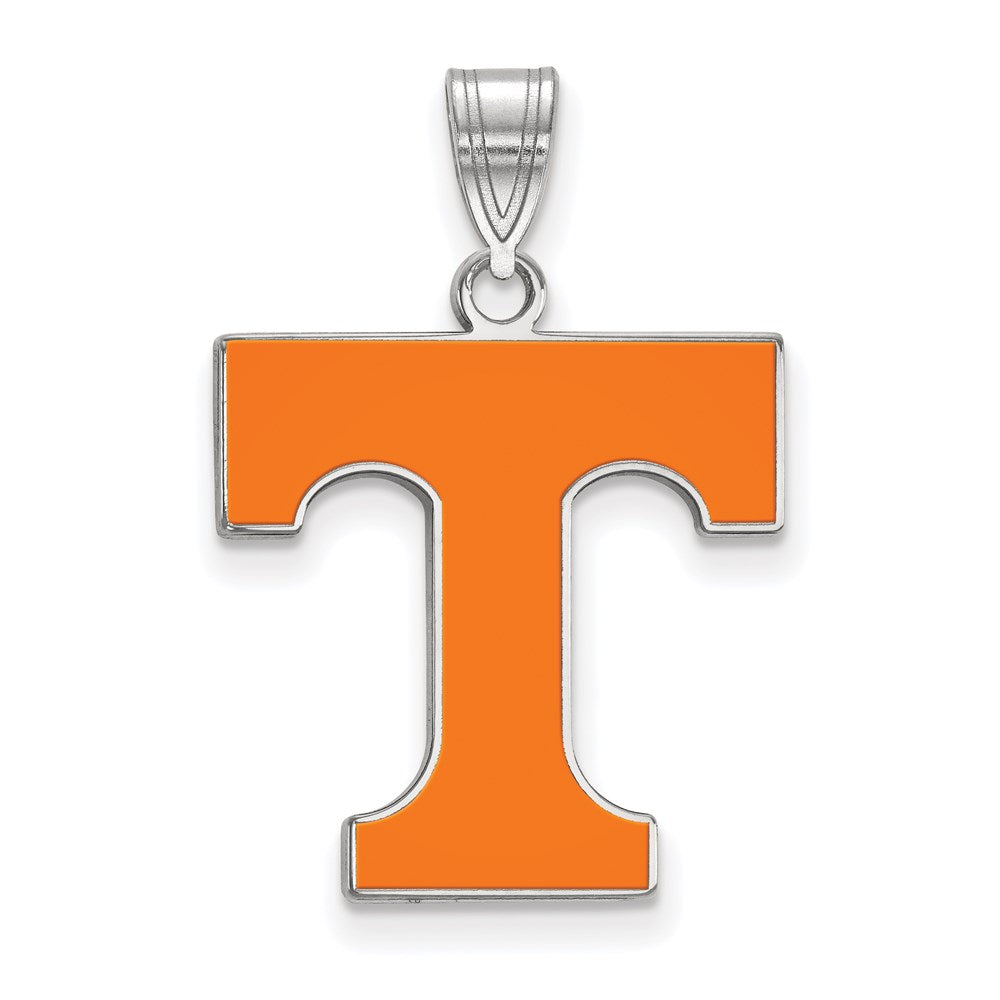 Sterling Silver Rhodium-plated LogoArt University of Tennessee Letter T Large Enameled Pendant