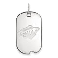 Sterling Silver Rhodium-plated NHL LogoArt Minnesota Wild Small Dog Tag Pendant