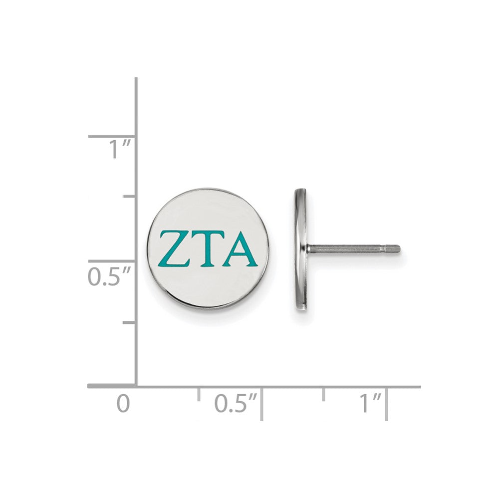 Sterling Silver Rhodium-plated LogoArt Zeta Tau Alpha Sorority Greek Letters Color Enamel Post Earrings