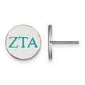 Sterling Silver Rhodium-plated LogoArt Zeta Tau Alpha Sorority Greek Letters Color Enamel Post Earrings