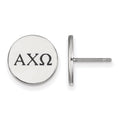 Sterling Silver Rhodium-plated LogoArt Alpha Chi Omega Sorority Greek Letters Black Enamel Post Earrings