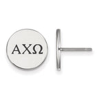Sterling Silver Rhodium-plated LogoArt Alpha Chi Omega Sorority Greek Letters Black Enamel Post Earrings