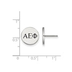Sterling Silver Rhodium-plated LogoArt Alpha Epsilon Phi Sorority Greek Letters Black Enamel Post Earrings