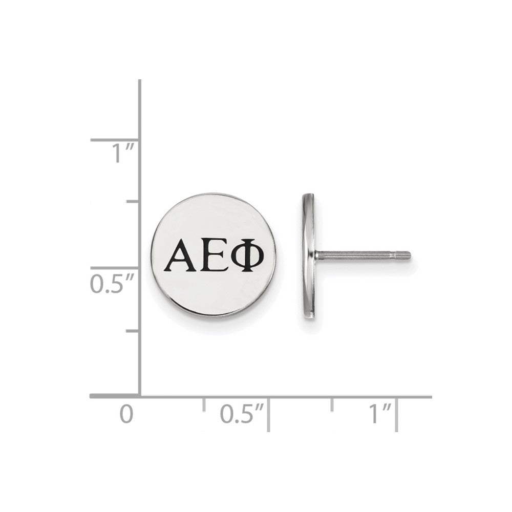 Sterling Silver Rhodium-plated LogoArt Alpha Epsilon Phi Sorority Greek Letters Black Enamel Post Earrings