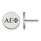 Sterling Silver Rhodium-plated LogoArt Alpha Epsilon Phi Sorority Greek Letters Black Enamel Post Earrings
