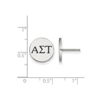 Sterling Silver Rhodium-plated LogoArt Alpha Sigma Tau Sorority Greek Letters Black Enamel Post Earrings