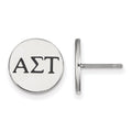 Sterling Silver Rhodium-plated LogoArt Alpha Sigma Tau Sorority Greek Letters Black Enamel Post Earrings