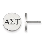 Sterling Silver Rhodium-plated LogoArt Alpha Sigma Tau Sorority Greek Letters Black Enamel Post Earrings