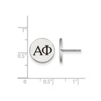 Sterling Silver Rhodium-plated LogoArt Alpha Phi Sorority Greek Letters Black Enamel Post Earrings