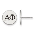 Sterling Silver Rhodium-plated LogoArt Alpha Phi Sorority Greek Letters Black Enamel Post Earrings