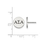 Sterling Silver Rhodium-plated LogoArt Alpha Sigma Alpha Sorority Greek Letters Black Enamel Post Earrings