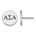 Sterling Silver Rhodium-plated LogoArt Alpha Sigma Alpha Sorority Greek Letters Black Enamel Post Earrings