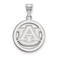 Sterling Silver Rhodium-plated LogoArt Auburn University Medium Circle Pendant.