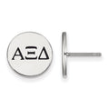 Sterling Silver Rhodium-plated LogoArt Alpha Xi Delta Sorority Greek Letters Black Enamel Post Earrings