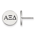 Sterling Silver Rhodium-plated LogoArt Alpha Xi Delta Sorority Greek Letters Black Enamel Post Earrings
