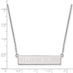 Sterling Silver Rhodium-plated NHL LogoArt St. Louis Blues Small Bar 18 inch Necklace