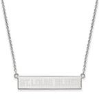 Sterling Silver Rhodium-plated NHL LogoArt St. Louis Blues Small Bar 18 inch Necklace