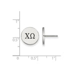 Sterling Silver Rhodium-plated LogoArt Chi Omega Sorority Greek Letters Black Enamel Post Earrings