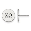 Sterling Silver Rhodium-plated LogoArt Chi Omega Sorority Greek Letters Black Enamel Post Earrings