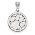 Sterling Silver Rhodium-plated LogoArt Clemson University Tiger Paw Medium Circle Pendant