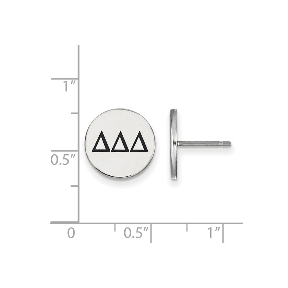 Sterling Silver Rhodium-plated LogoArt Delta Delta Delta Sorority Greek Letters Black Enamel Post Earrings