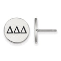 Sterling Silver Rhodium-plated LogoArt Delta Delta Delta Sorority Greek Letters Black Enamel Post Earrings