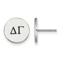 Sterling Silver Rhodium-plated LogoArt Delta Gamma Sorority Greek Letters Black Enamel Post Earrings
