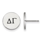 Sterling Silver Rhodium-plated LogoArt Delta Gamma Sorority Greek Letters Black Enamel Post Earrings