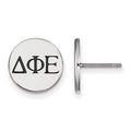 Sterling Silver Rhodium-plated LogoArt Delta Phi Epsilon Sorority Greek Letters Black Enamel Post Earrings