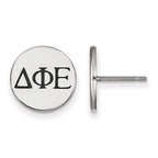 Sterling Silver Rhodium-plated LogoArt Delta Phi Epsilon Sorority Greek Letters Black Enamel Post Earrings