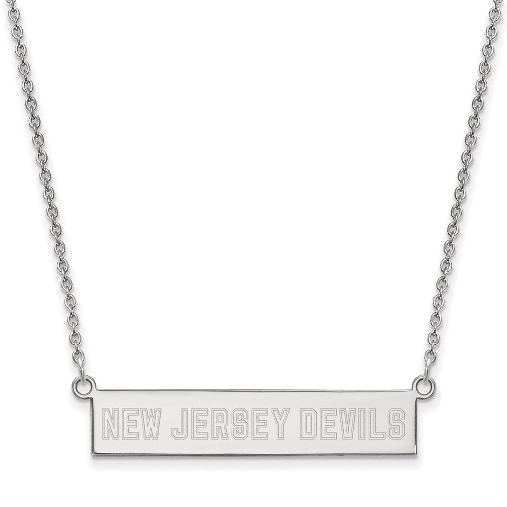 Sterling Silver Rhodium-plated NHL LogoArt New Jersey Devils Small Bar 18 inch Necklace