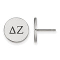 Sterling Silver Rhodium-plated LogoArt Delta Zeta Sorority Greek Letters Black Enamel Post Earrings