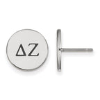 Sterling Silver Rhodium-plated LogoArt Delta Zeta Sorority Greek Letters Black Enamel Post Earrings