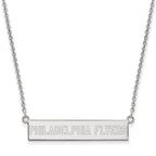 Sterling Silver Rhodium-plated NHL LogoArt Philadelphia Flyers Small Bar 18 inch Necklace