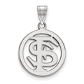 Sterling Silver Rhodium-plated LogoArt Florida State University F-S Medium Circle Pendant