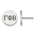 Sterling Silver Rhodium-plated LogoArt Gamma Phi Beta Sorority Greek Letters Black Enamel Post Earrings