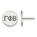 Sterling Silver Rhodium-plated LogoArt Gamma Phi Beta Sorority Greek Letters Black Enamel Post Earrings