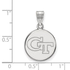 Sterling Silver Rhodium-plated LogoArt Georgia Institute of Technology G-T Medium Disc Pendant
