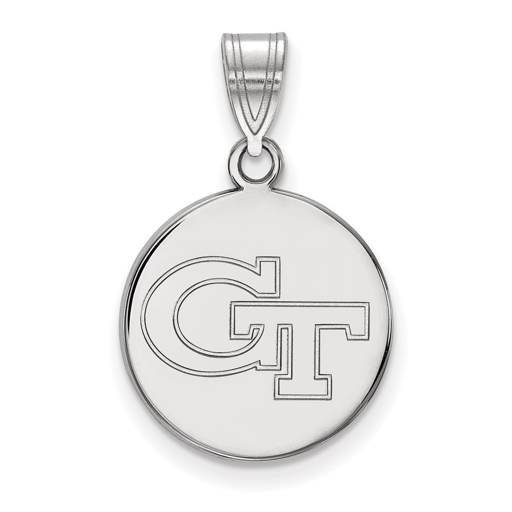 10k White Gold LogoArt Georgia Institute of Technology G-T Medium Disc Pendant