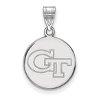 Sterling Silver Rhodium-plated LogoArt Georgia Institute of Technology G-T Medium Disc Pendant