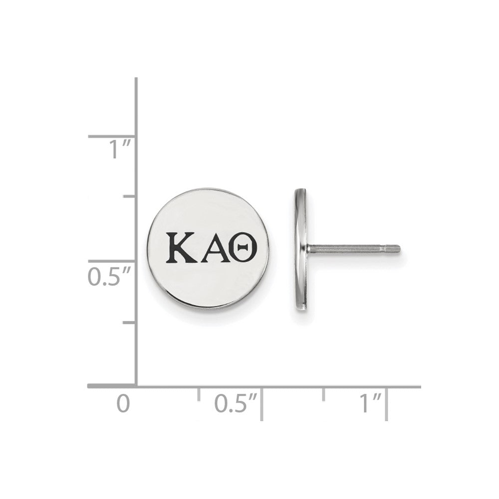 Sterling Silver Rhodium-plated LogoArt Kappa Alpha Theta Sorority Greek Letters Black Enamel Post Earrings