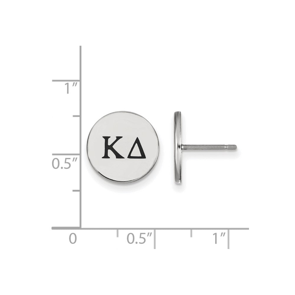 Sterling Silver Rhodium-plated LogoArt Kappa Delta Sorority Greek Letters Black Enamel Post Earrings